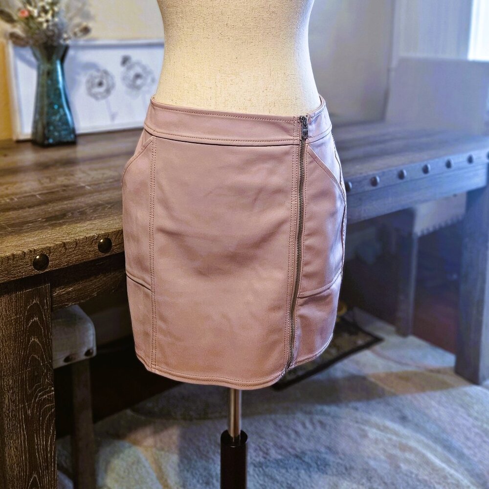 Faux Leather Skirt, Zipper Detail